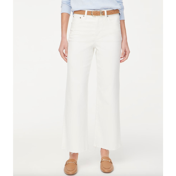 J. Crew Denim - J.Crew Wide Leg Cropped Jean All Day Stretch White Stretch Denim US 34 NWT